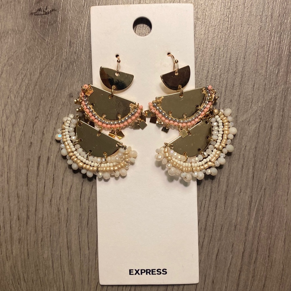 NWT - Express gold and beaded tiered earrings.